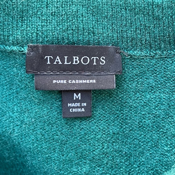Talbots Pure Cashmere Long Sleeve Crew Neck Sweater Women's Sz M Green Cozy - Picture 4 of 5